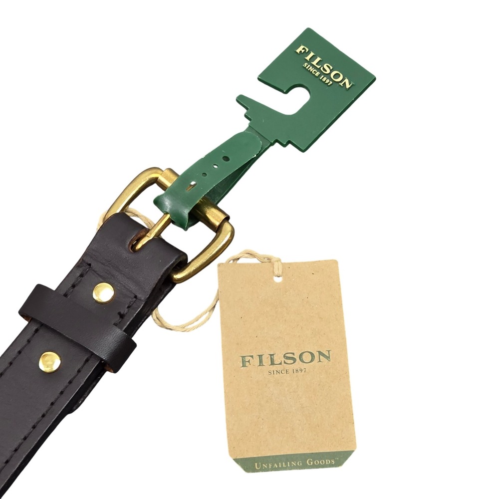 Filson Double Belt Mens 28 Brown Bridle Leather Brass Buckle Workwear Made USA